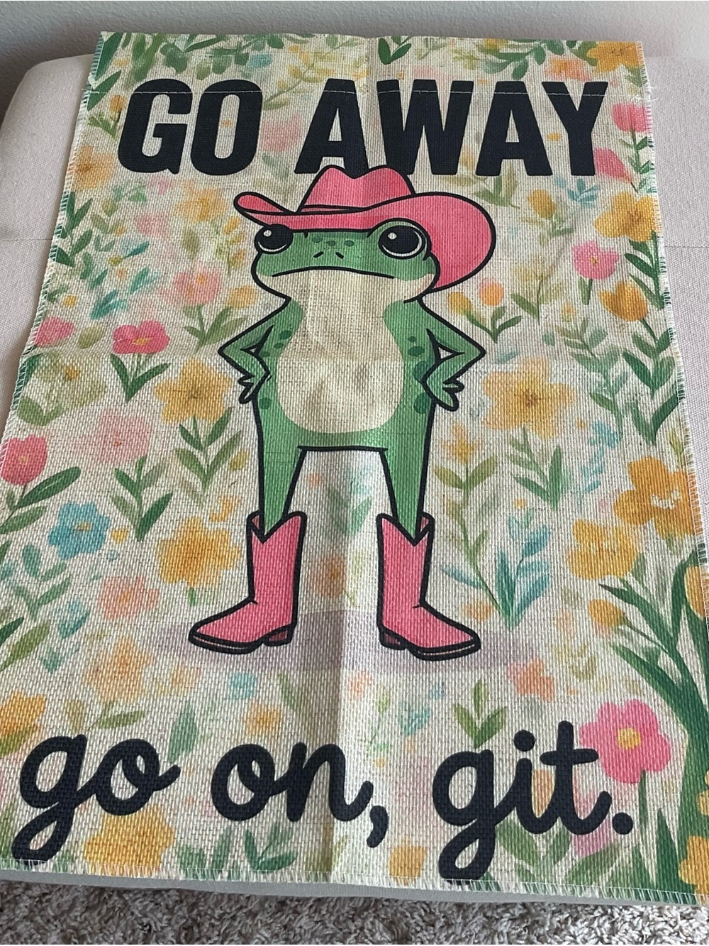 Go Away Frog Garden Flag - go on , git.